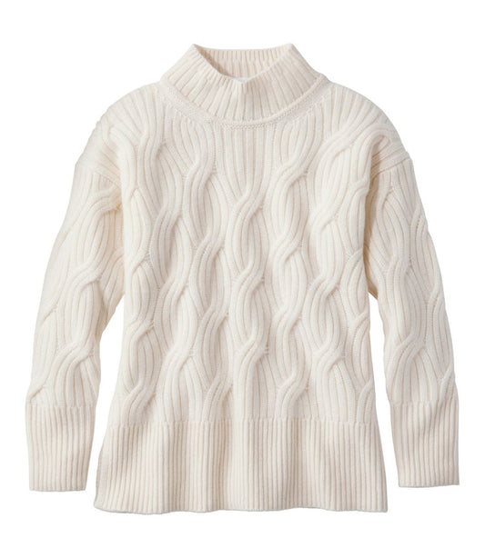L.L.Bean | Women's Signature Premium Cashmere Cable Sweaters, Mockneck
