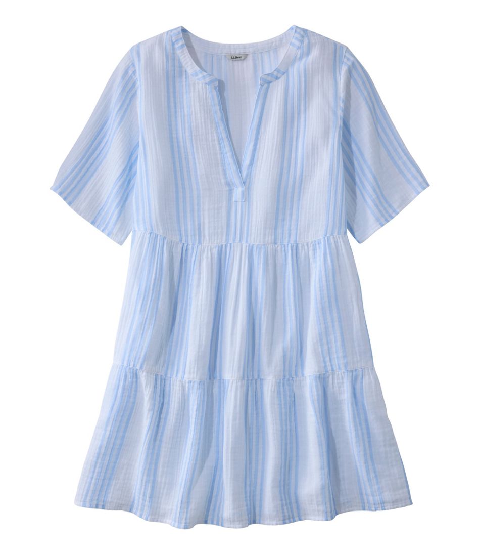L.L.Bean | Women's Cloud Gauze Cover-Up, Tiered Dress Print