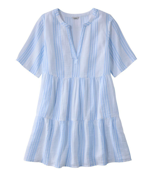 L.L.Bean | Women's Cloud Gauze Cover-Up, Tiered Dress Print