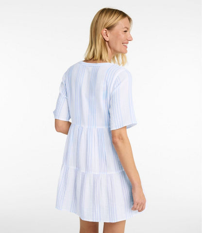 L.L.Bean | Women's Cloud Gauze Cover-Up, Tiered Dress Print