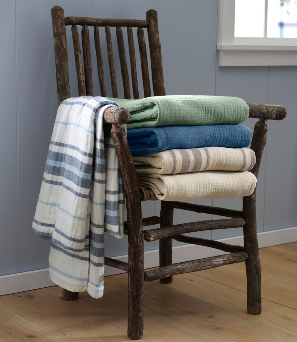 L.L.Bean | Lightweight Cotton Gauze Throw, Stripe