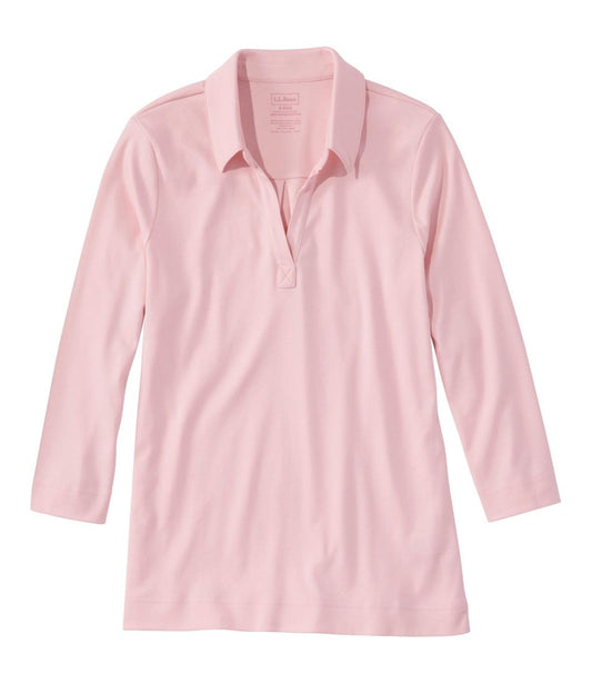 L.L.Bean | Women's Pima Cotton Tee, Three-Quarter-Sleeve Polo
