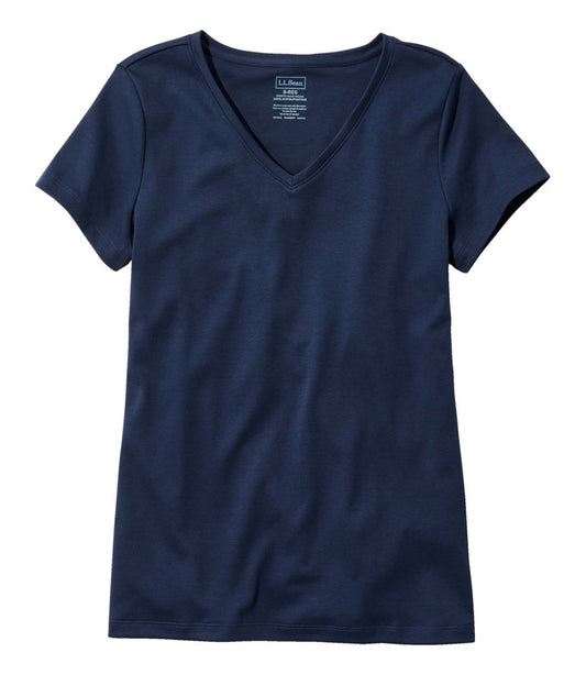 L.L.Bean | Women's Pima Cotton Shaped V-Neck, Short-Sleeve