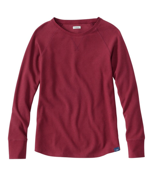 L.L.Bean | Women's Unshrinkable Mini-Waffle Tee, Long-Sleeve Crewneck
