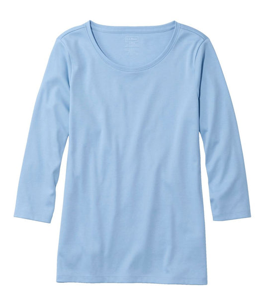 L.L.Bean | Women's Pima Cotton Shaped Tee, Three-Quarter-Sleeve Jewelneck