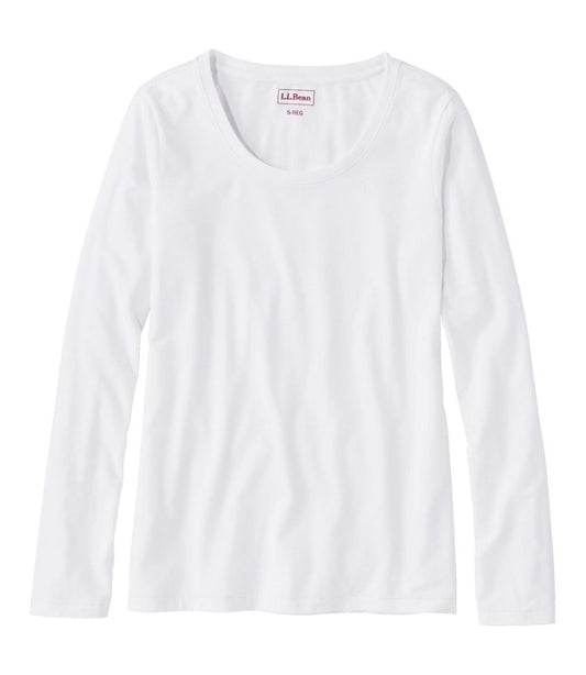 L.L.Bean | Women's Soft Stretch Supima-Blend Tee, Scoopneck Long-Sleeve