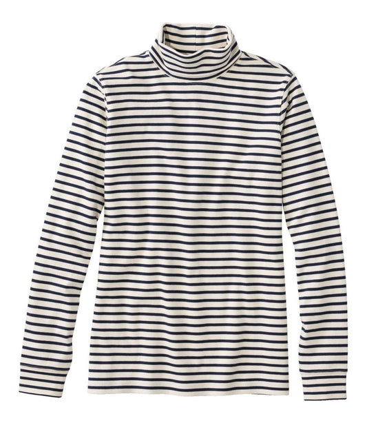 L.L.Bean | Women's L.L.Bean Interlock Turtleneck, Long-Sleeve Stripe