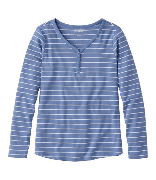 L.L.Bean | Women's L.L.Bean V-Neck Henley, Long-Sleeve Stripe