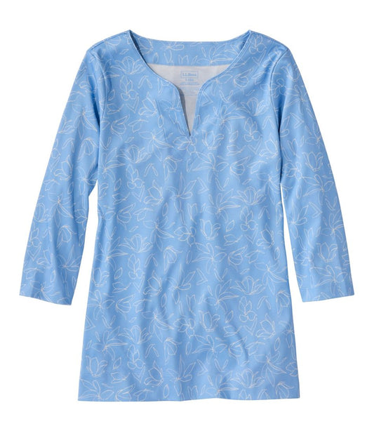 L.L.Bean | Women's Pima Cotton Tunic, Three-Quarter-Sleeve Splitneck Print