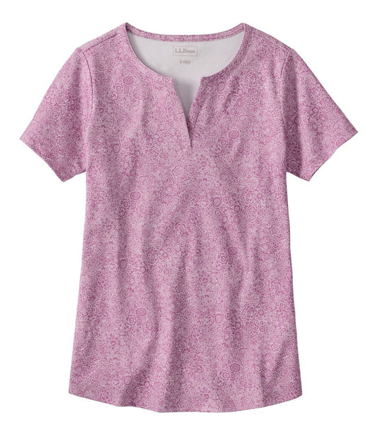 L.L.Bean | Women's L.L.Bean Tee, Short-Sleeve Notch-Neck Print