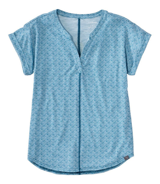 L.L.Bean | Women's Streamside Tee, Short-Sleeve Splitneck Print