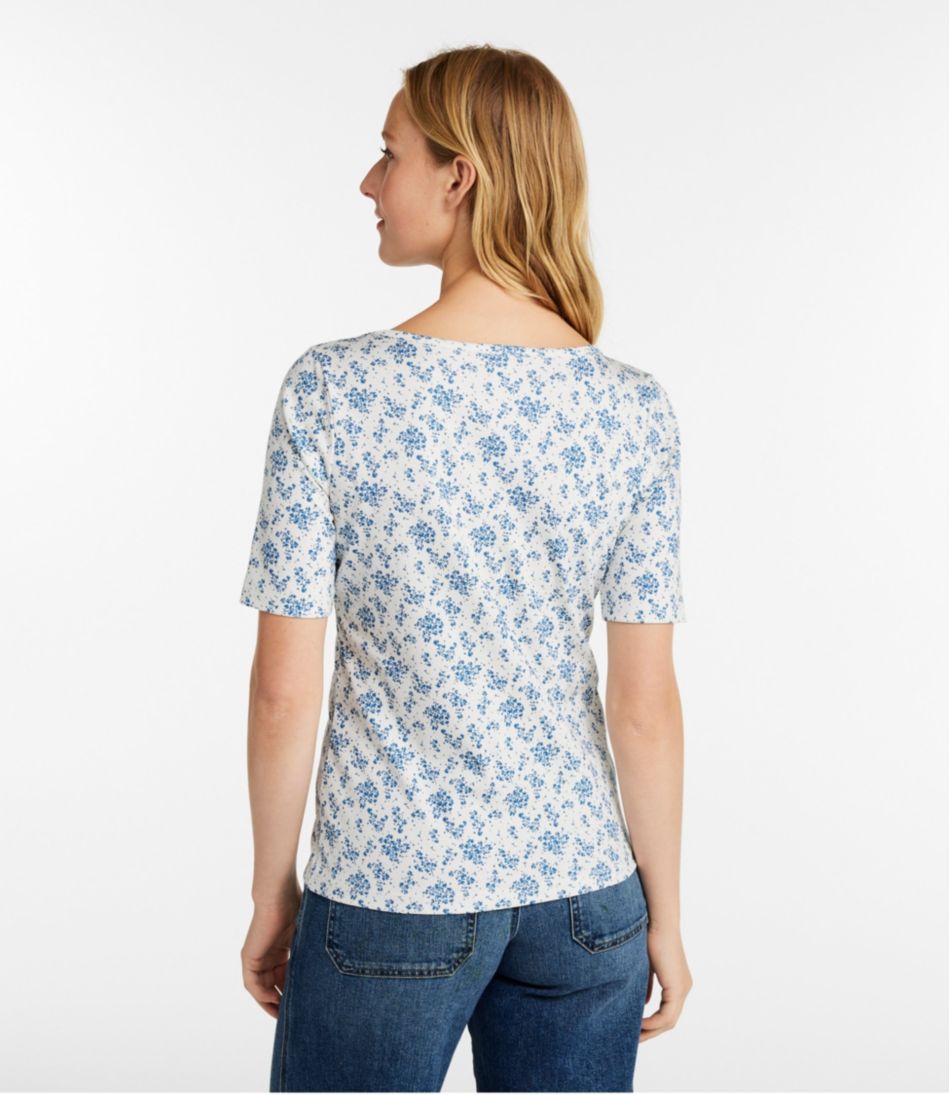 L.L.Bean | Women's Pima Cotton Tee, Soft Squareneck Elbow-Sleeve