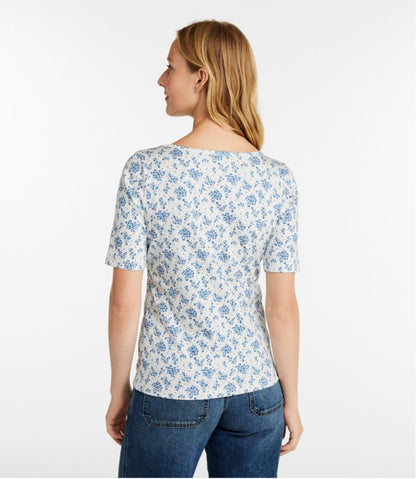 L.L.Bean | Women's Pima Cotton Tee, Soft Squareneck Elbow-Sleeve