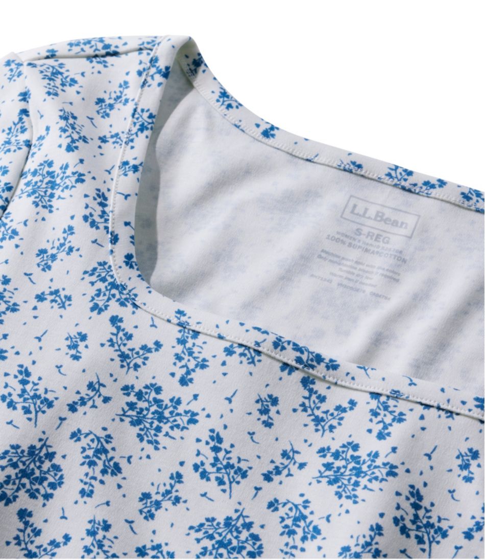 L.L.Bean | Women's Pima Cotton Tee, Soft Squareneck Elbow-Sleeve