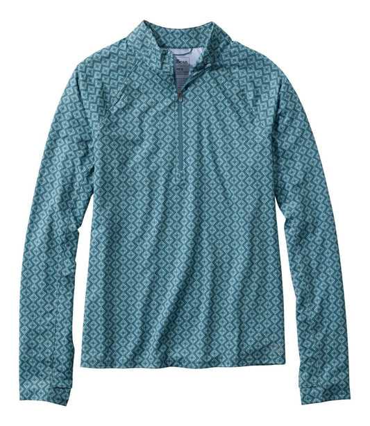 L.L.Bean | Women's Access Trail Pullover, Long-Sleeve Quarter-Zip Print