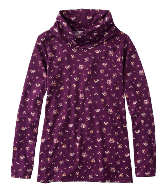 L.L.Bean | Women's Pima Cotton Tee, Long-Sleeve Cowlneck Print