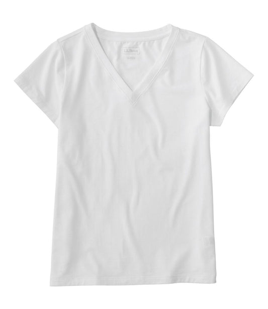 L.L.Bean | Women's Soft Stretch Supima-Blend Tee, Short-Sleeve V-Neck