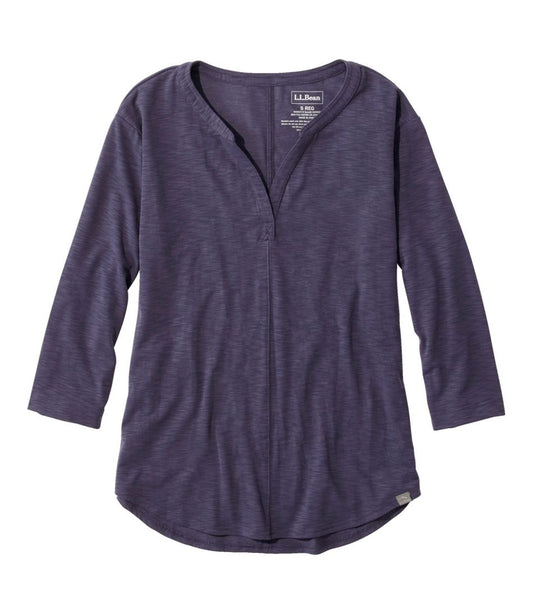 L.L.Bean | Women's Streamside Tee, Three-Quarter-Sleeve Splitneck