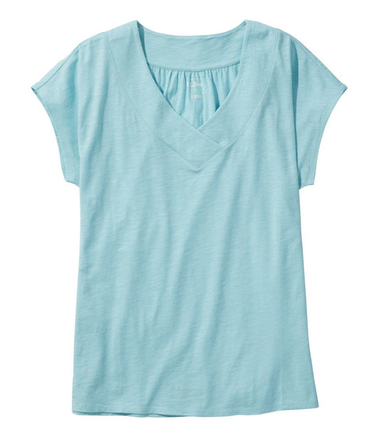 L.L.Bean | Women's Organic Cotton Tee, V-Neck Cap-Sleeve