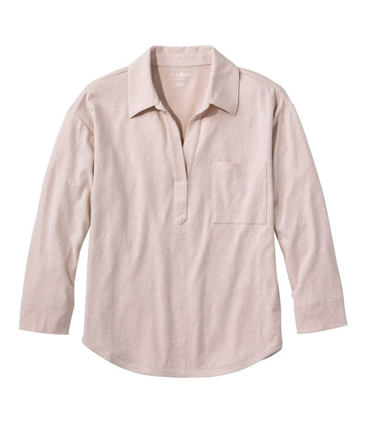 L.L.Bean | Women's Linen/Cotton Tee, Three-Quarter-Sleeve Splitneck Polo