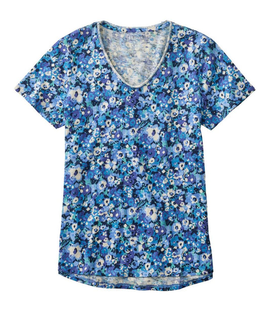 L.L.Bean | Women's Organic Cotton Tee, V-Neck Short-Sleeve Print