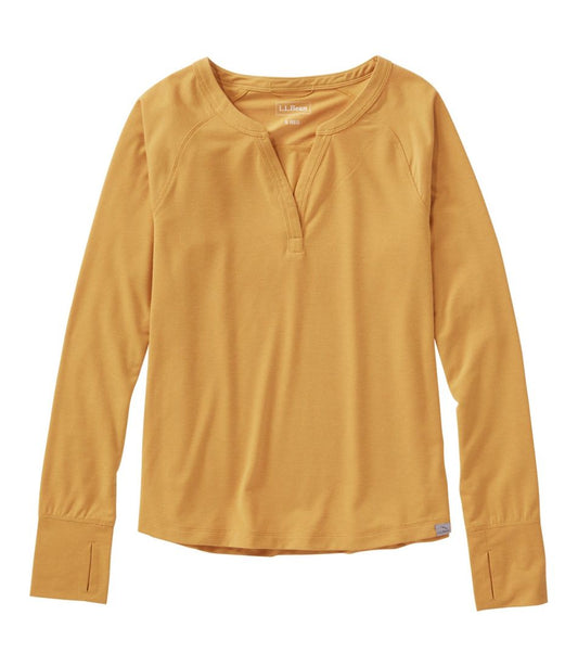 L.L.Bean | Women's Ribbed Performance Tee, Long-Sleeve Splitneck