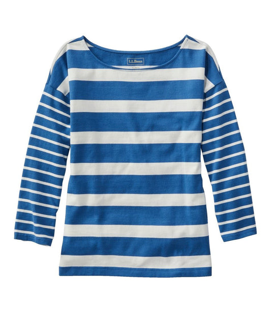 L.L.Bean | Women's Heritage Mariner Top, Boatneck Three-Quarter-Sleeve Blocked Stripe