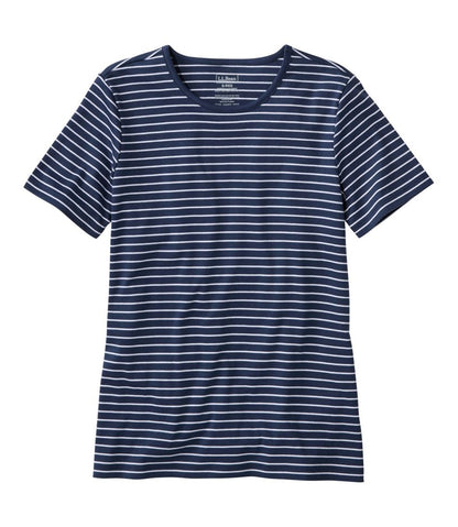 L.L.Bean | Women's Pima Cotton Tee, Short-Sleeve Crewneck Stripe