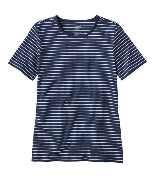 L.L.Bean | Women's Pima Cotton Tee, Short-Sleeve Crewneck Stripe