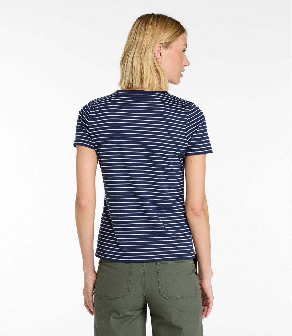 L.L.Bean | Women's Pima Cotton Tee, Short-Sleeve Crewneck Stripe