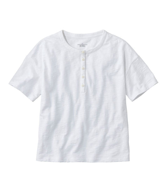 L.L.Bean | Women's Signature Slub Tee, Short-Sleeve Henley