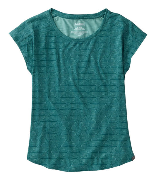 L.L.Bean | Women's Streamside Tee, Short-Sleeve Ruched Crew Print