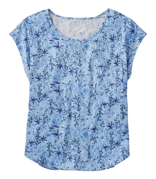 L.L.Bean | Women's Linen/Cotton Tee, Short-Sleeve Scoopneck Print
