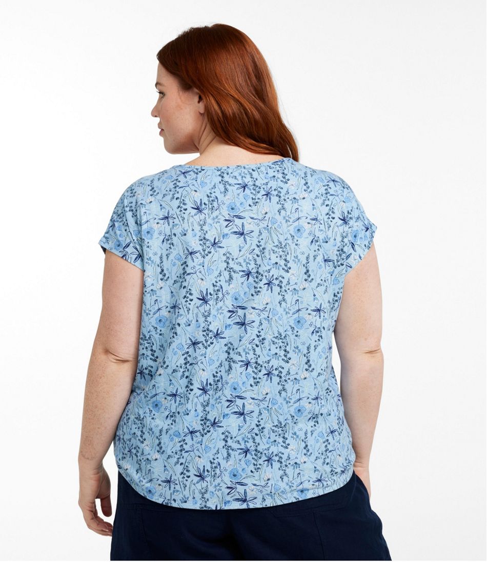 L.L.Bean | Women's Linen/Cotton Tee, Short-Sleeve Scoopneck Print