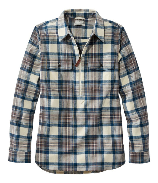 L.L.Bean | Women's Scotch Plaid Flannel Shirt, Quarter-Zip