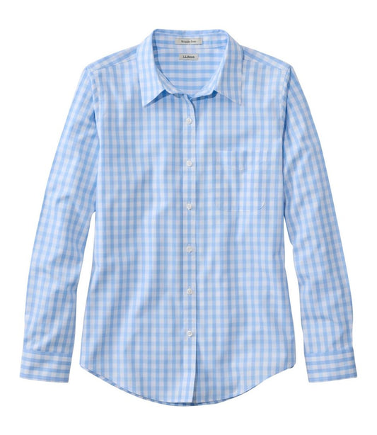 L.L.Bean | Women's Wrinkle-Free Pinpoint Oxford Shirt, Long-Sleeve Relaxed Fit Plaid