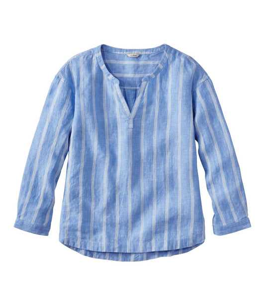 L.L.Bean | Women's Premium Washable Linen Shirt, Splitneck Stripe
