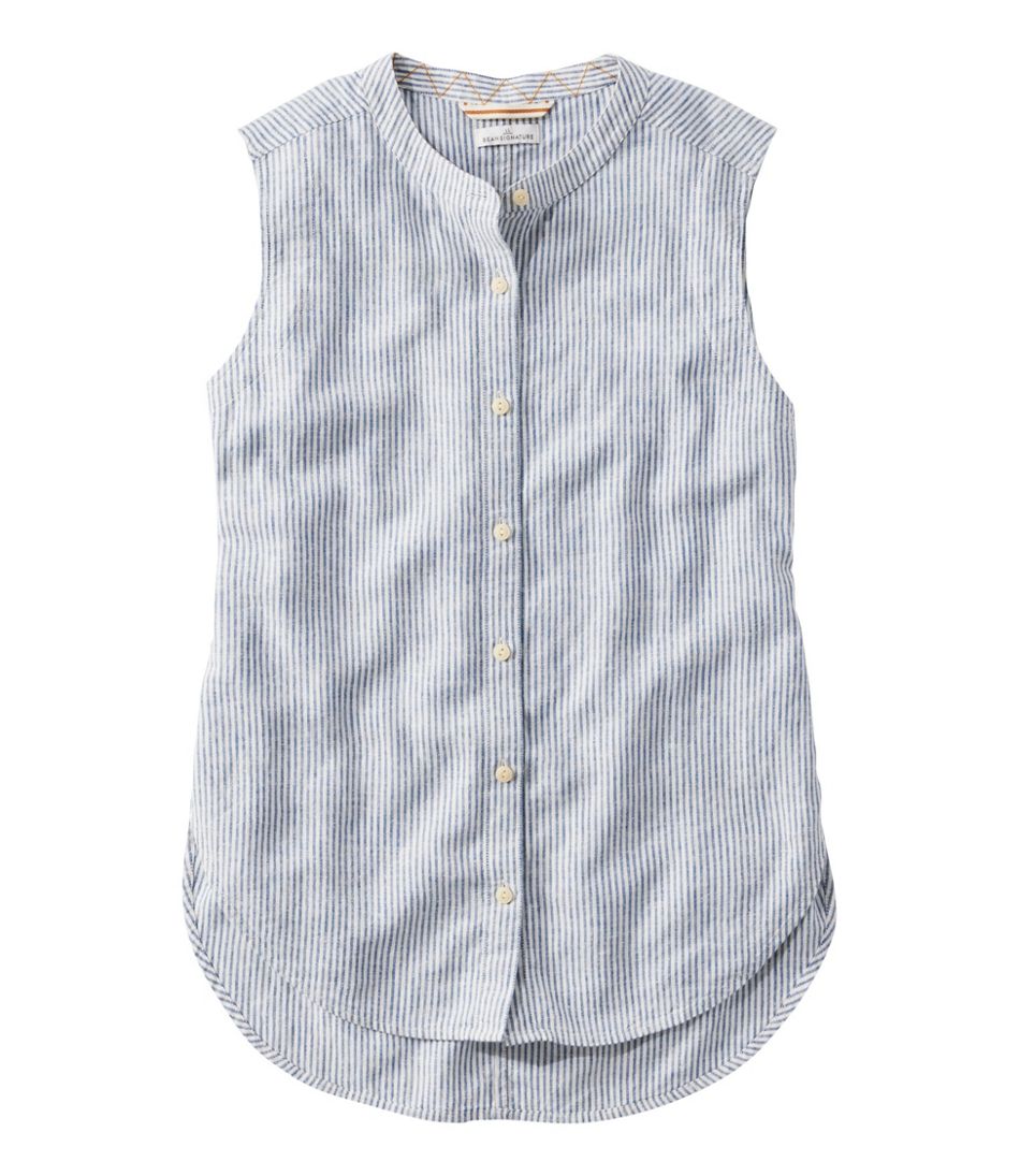 L.L.Bean | Women's Signature Linen-Blend Button-Front Shirt, Sleeveless