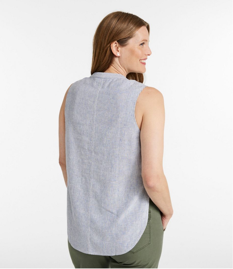L.L.Bean | Women's Signature Linen-Blend Button-Front Shirt, Sleeveless