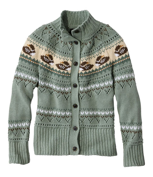 L.L.Bean | Women's Signature Cotton Fisherman Sweater, Short Cardigan Fair Isle