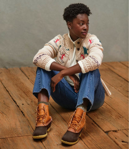 L.L.Bean | Women's Signature Cotton Fisherman Sweater, Short Cardigan Fair Isle