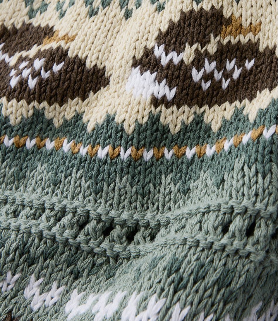 L.L.Bean | Women's Signature Cotton Fisherman Sweater, Short Cardigan Fair Isle