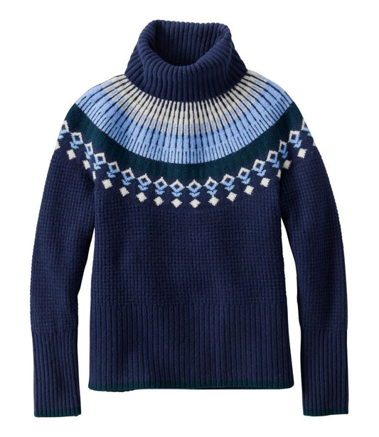 L.L.Bean | Women's SuperSoft Waffle Sweater, Turtleneck Fair Isle