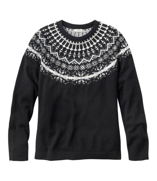 L.L.Bean | Women's Classic Cashmere Sweater, Crewneck Fair Isle