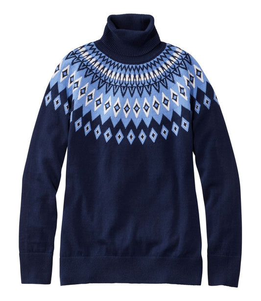 L.L.Bean | Women's Cotton/Cashmere Sweater, Turtleneck Fair Isle