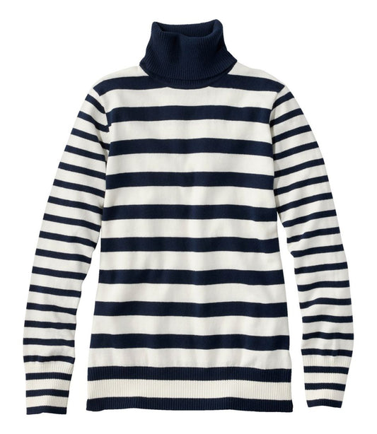 L.L.Bean | Women's Cotton/Cashmere Sweater, Turtleneck Stripe