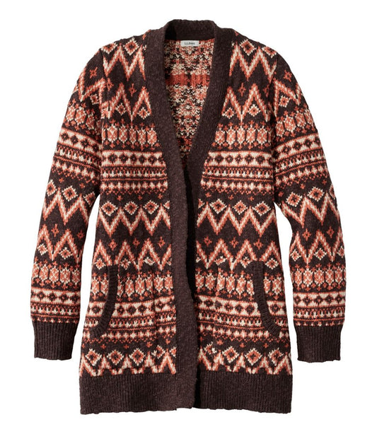 L.L.Bean | Women's Cotton Ragg Sweater, Open Cardigan Fair Isle