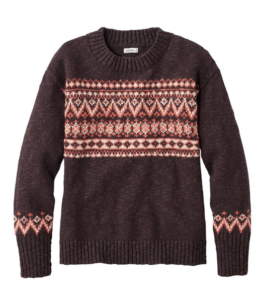 L.L.Bean | Women's Cotton Ragg Sweater, Crewneck Fair Isle