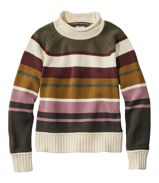 L.L.Bean | Women's Signature Original Cotton Sweater, Rollneck Stripe