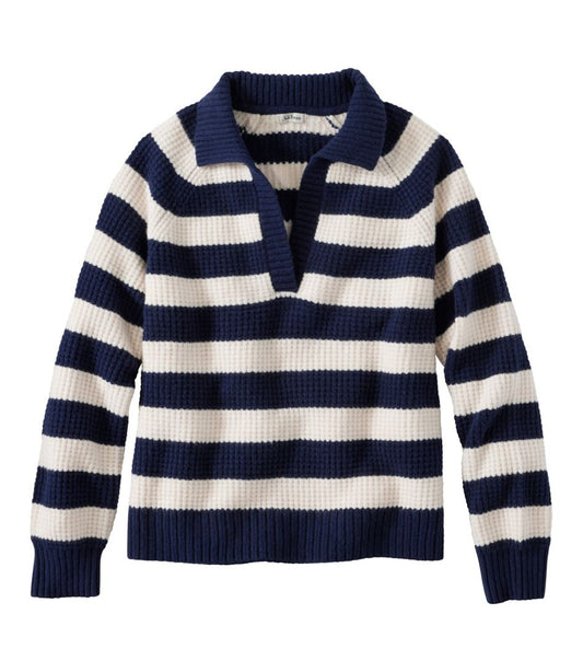 L.L.Bean | Women's SuperSoft Waffle Sweater, Polo Stripe